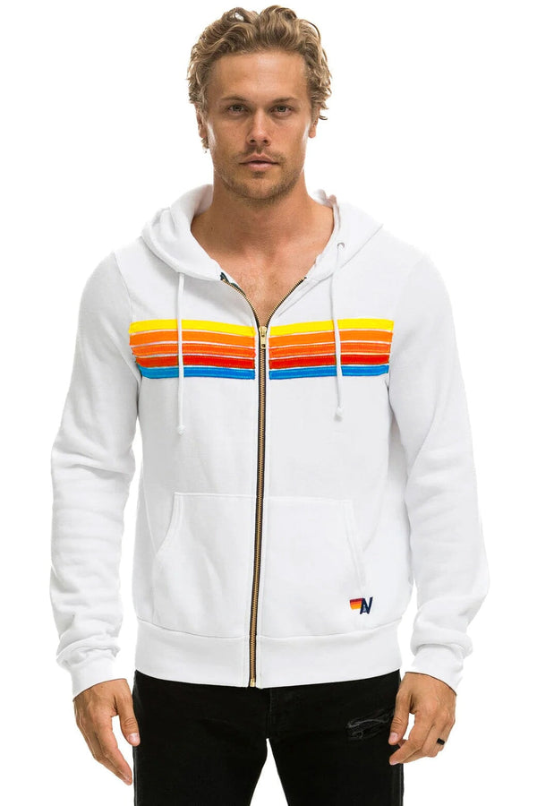 5 STRIPE HOODIE WHITE NEON RAINBOW Aviator Nation