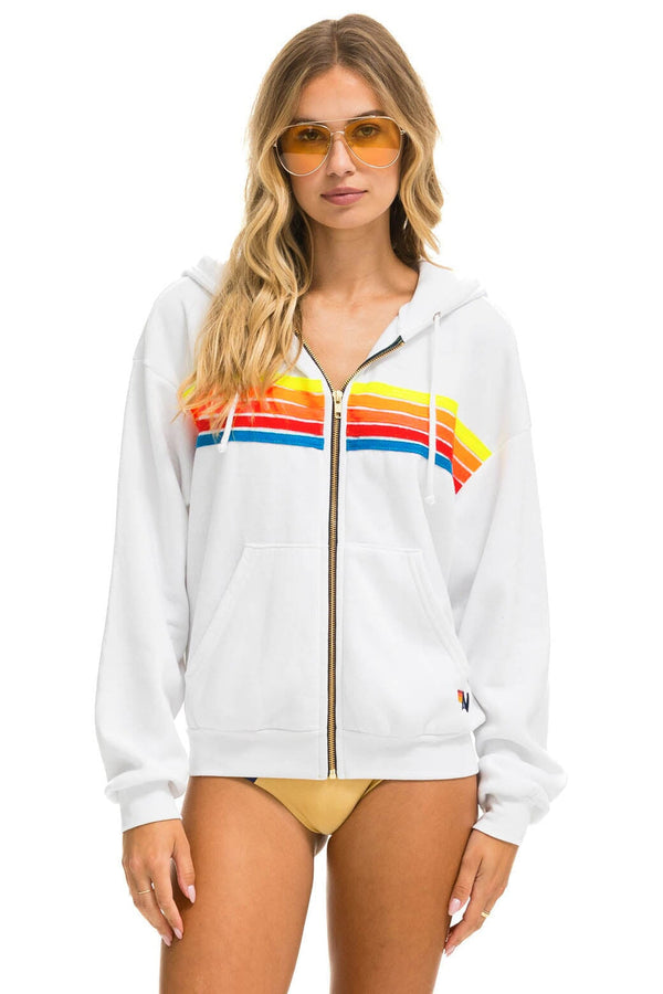 NWT Aviator Nation 5 Stripe Hoodie Honey Neon Rainbow Mustard Yellow  Classic M