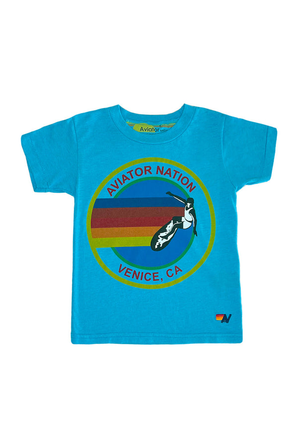 KID'S AVIATOR NATION TEE - NEON BLUE