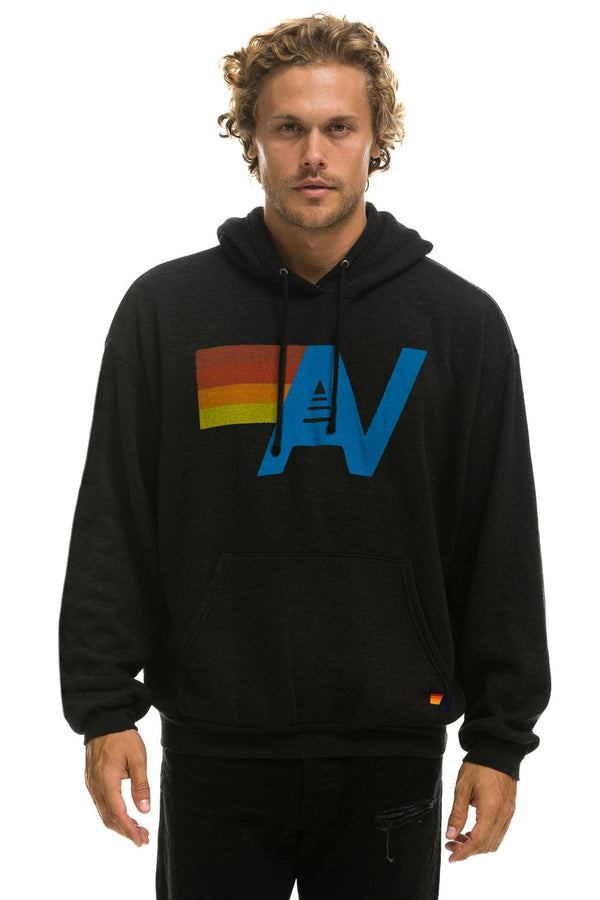 LOGO PULLOVER RELAXED HOODIE - BLACK