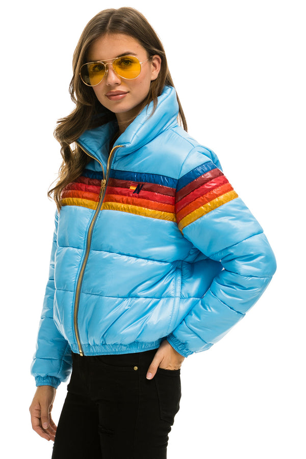 5 STRIPE LUXE APRES PUFFER JACKET - GLOSSY NAVY - Aviator Nation