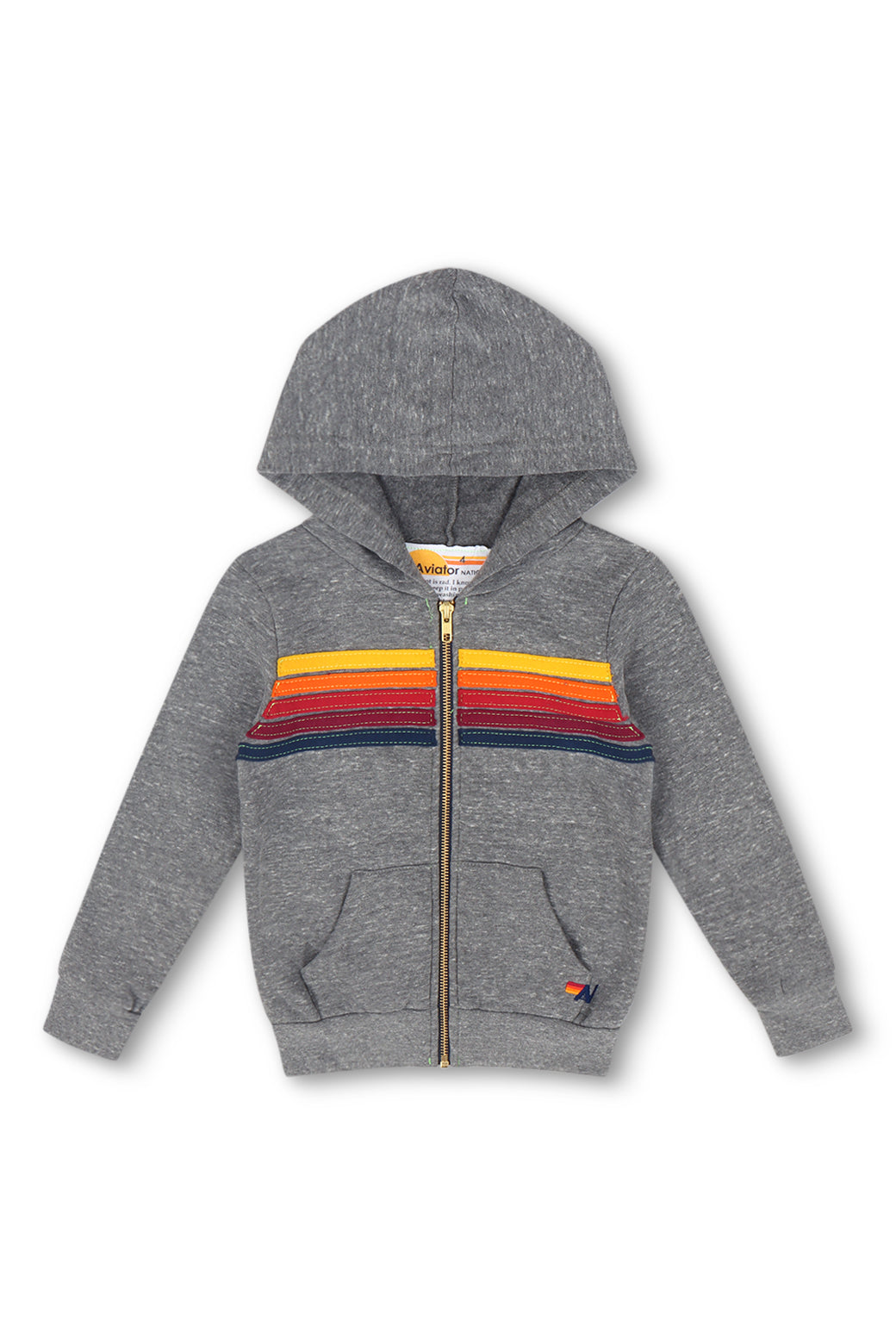 KID S 5 STRIPE HOODIE HEATHER GREY Aviator Nation