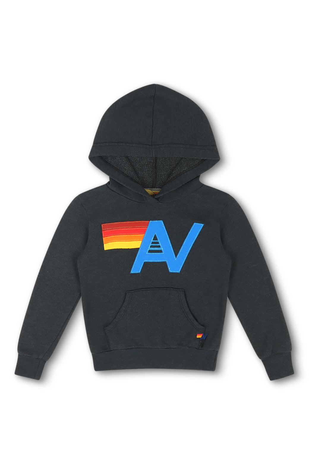 Aviator Nation Kids Bolt Stitch Chevron Rainbow 5 Stripe popular Zip Hoodie Black Charco