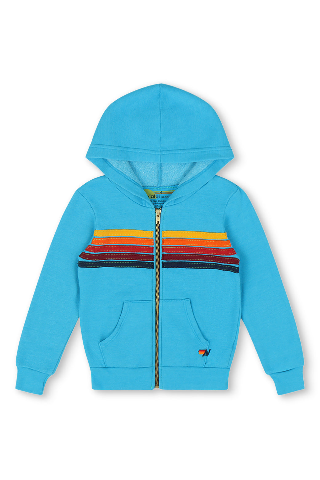 Aviator Nation neon buy blue zip up hoodie with neon stripes