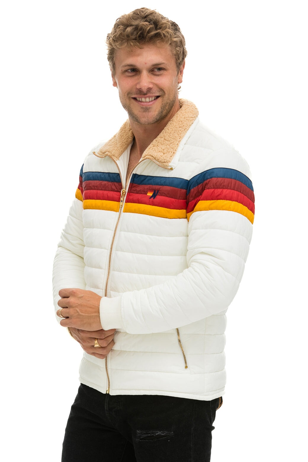 4 STRIPE JACKET WHITE Aviator Nation