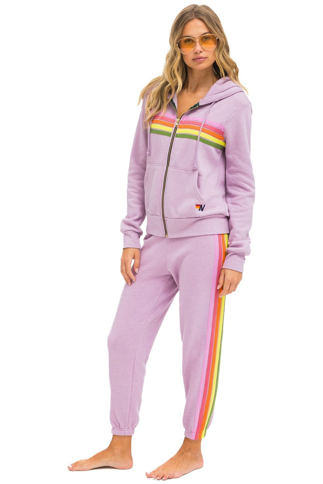 Aviator Nation 5 neon offers stripe pink sweatshirt