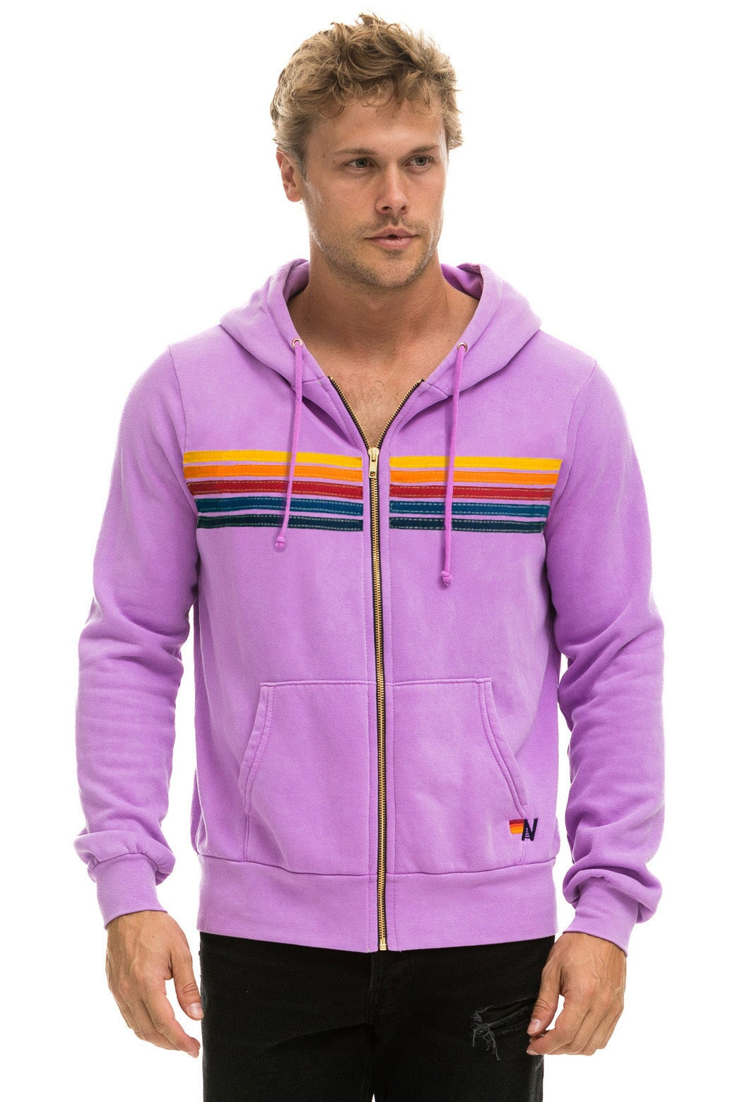 5 STRIPE HOODIE NEON PURPLE Aviator Nation