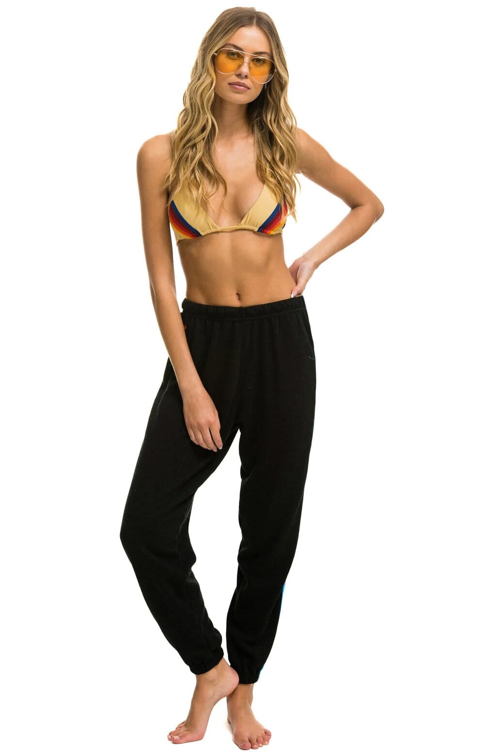 5 STRIPE SWEATPANTS - BLACK // WONKA Women's Sweatpants Aviator Nation 