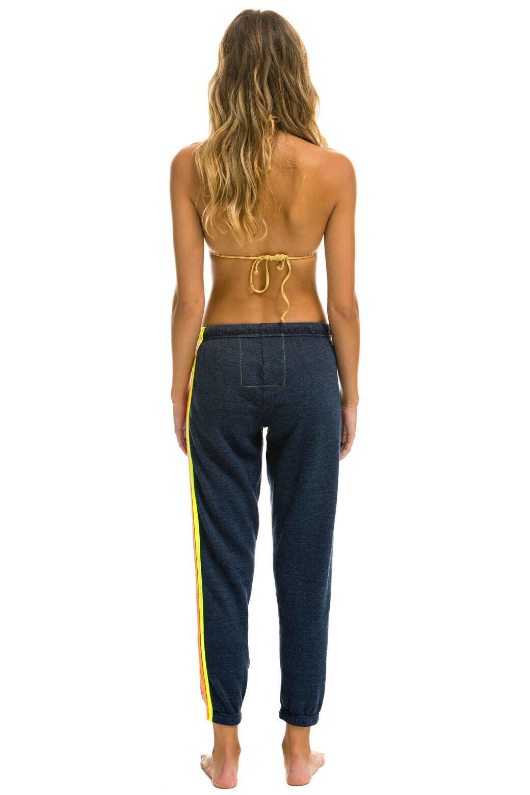 5 STRIPE SWEATPANTS - HEATHER NAVY // NEON RAINBOW Women's Sweatpants Aviator Nation 