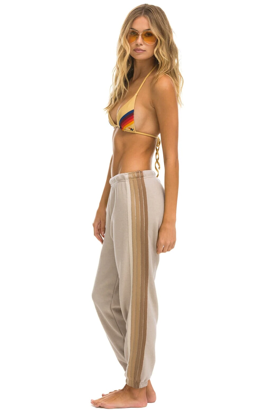 5 STRIPE SWEATPANTS - SAND // TAN Women&#39;s Sweatpants Aviator Nation 