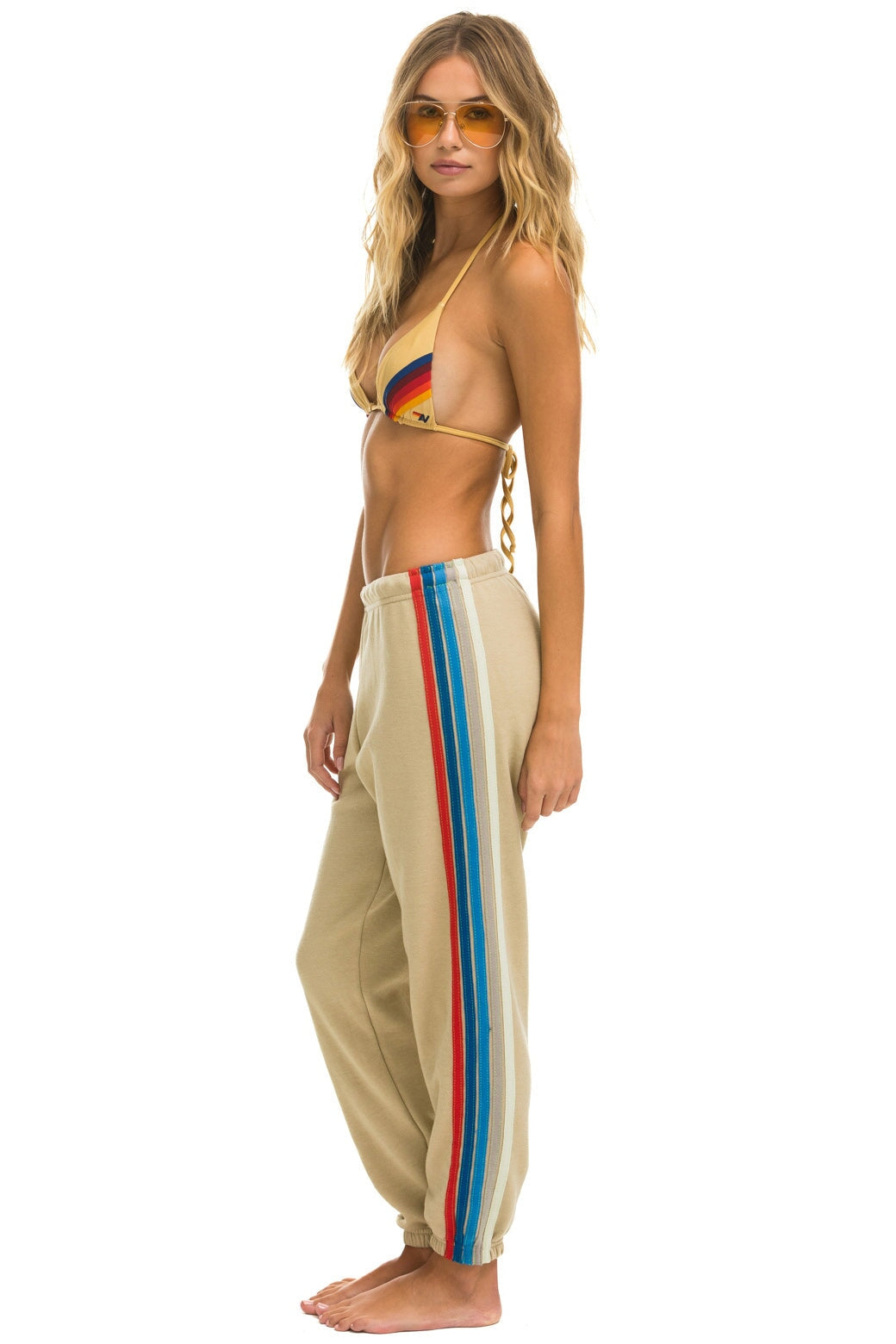 5 STRIPE SWEATPANTS - SAND // USA Women&#39;s Sweatpants Aviator Nation 