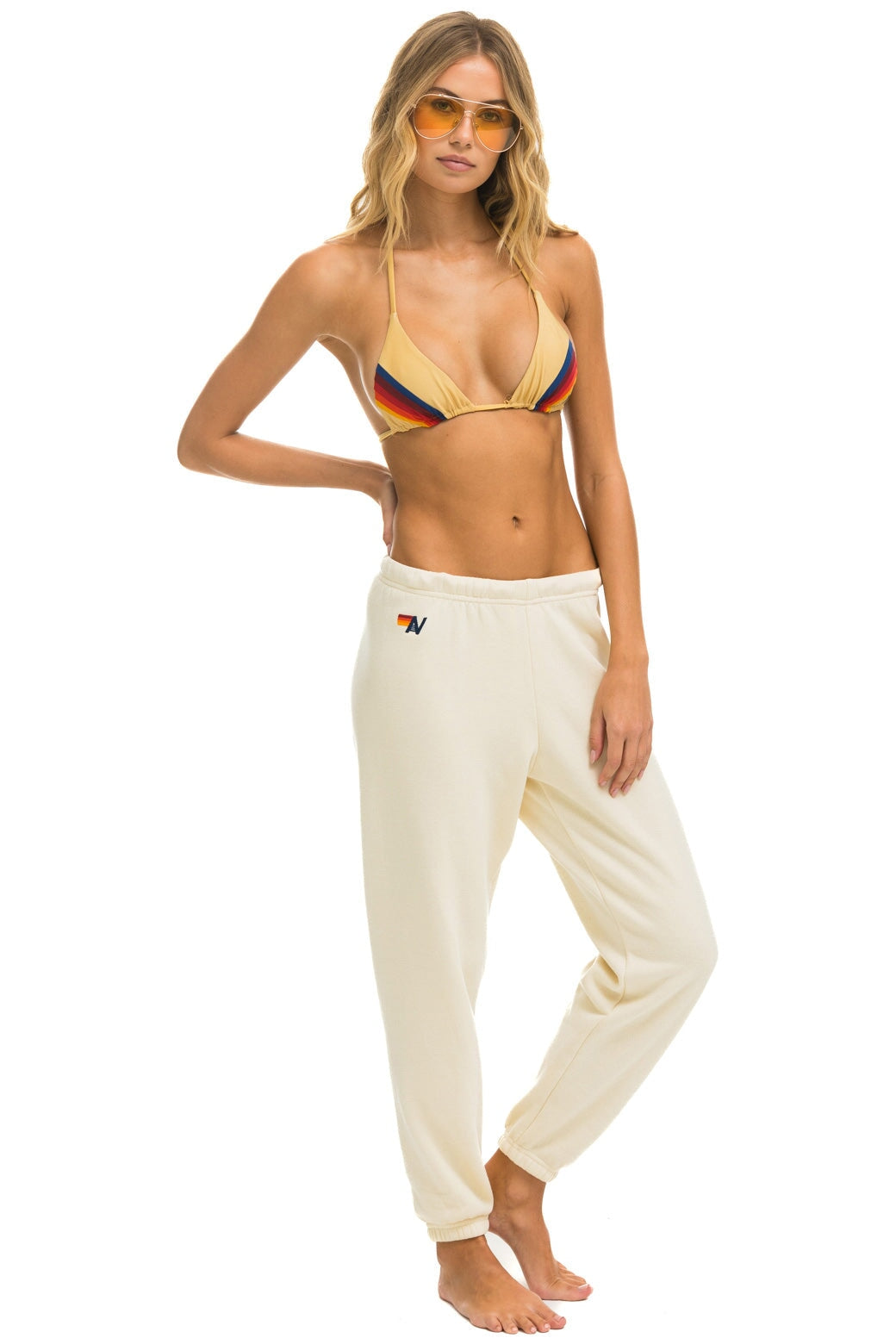 5 STRIPE SWEATPANTS - VINTAGE WHITE // USA Women's Sweatpants Aviator Nation 