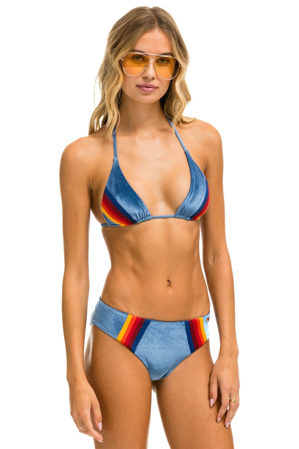 5 STRIPE VELVET TRIANGLE BIKINI TOP - ISLANDA Swim Aviator Nation 