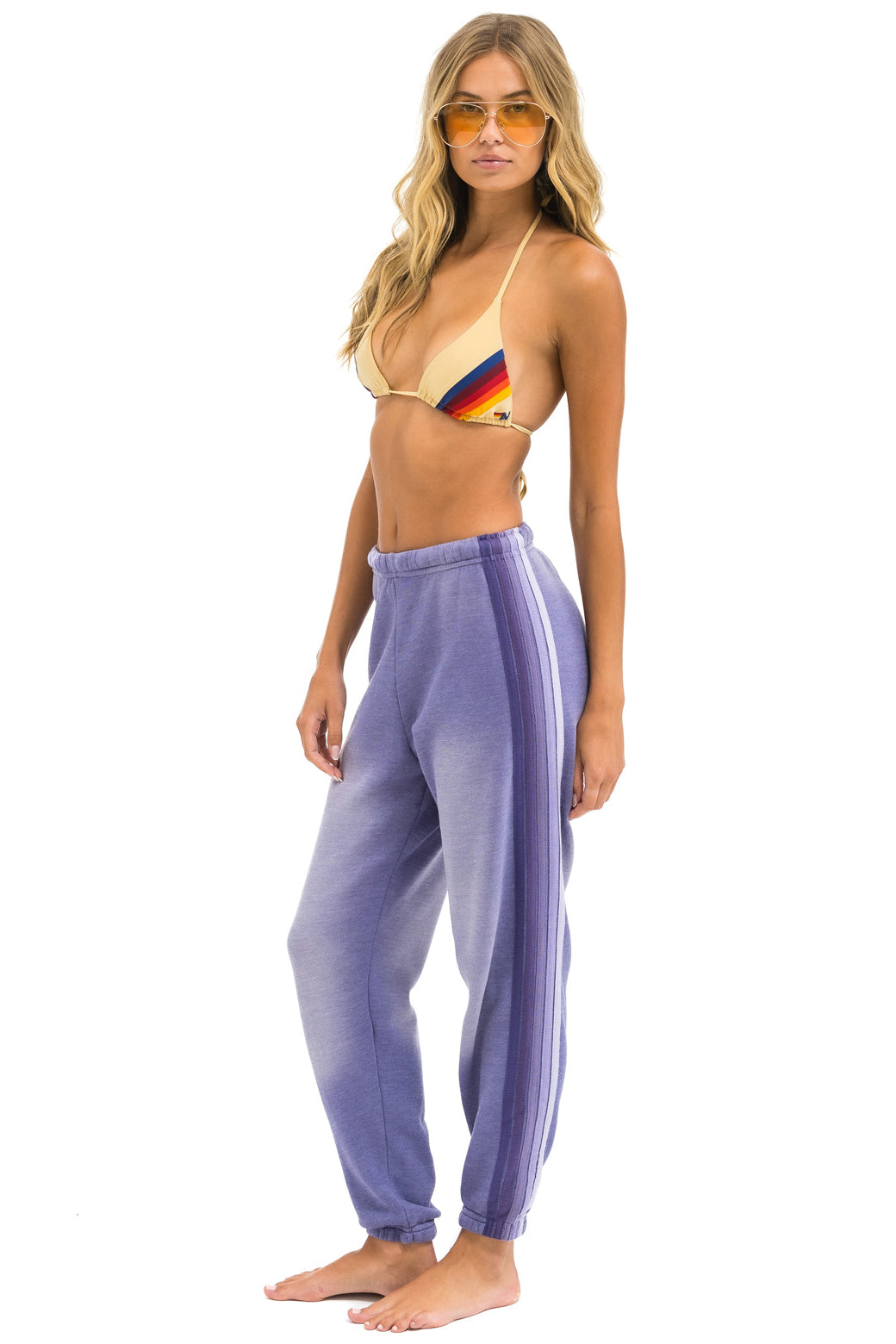 5 STRIPE SWEATPANTS - FADED GRAPE