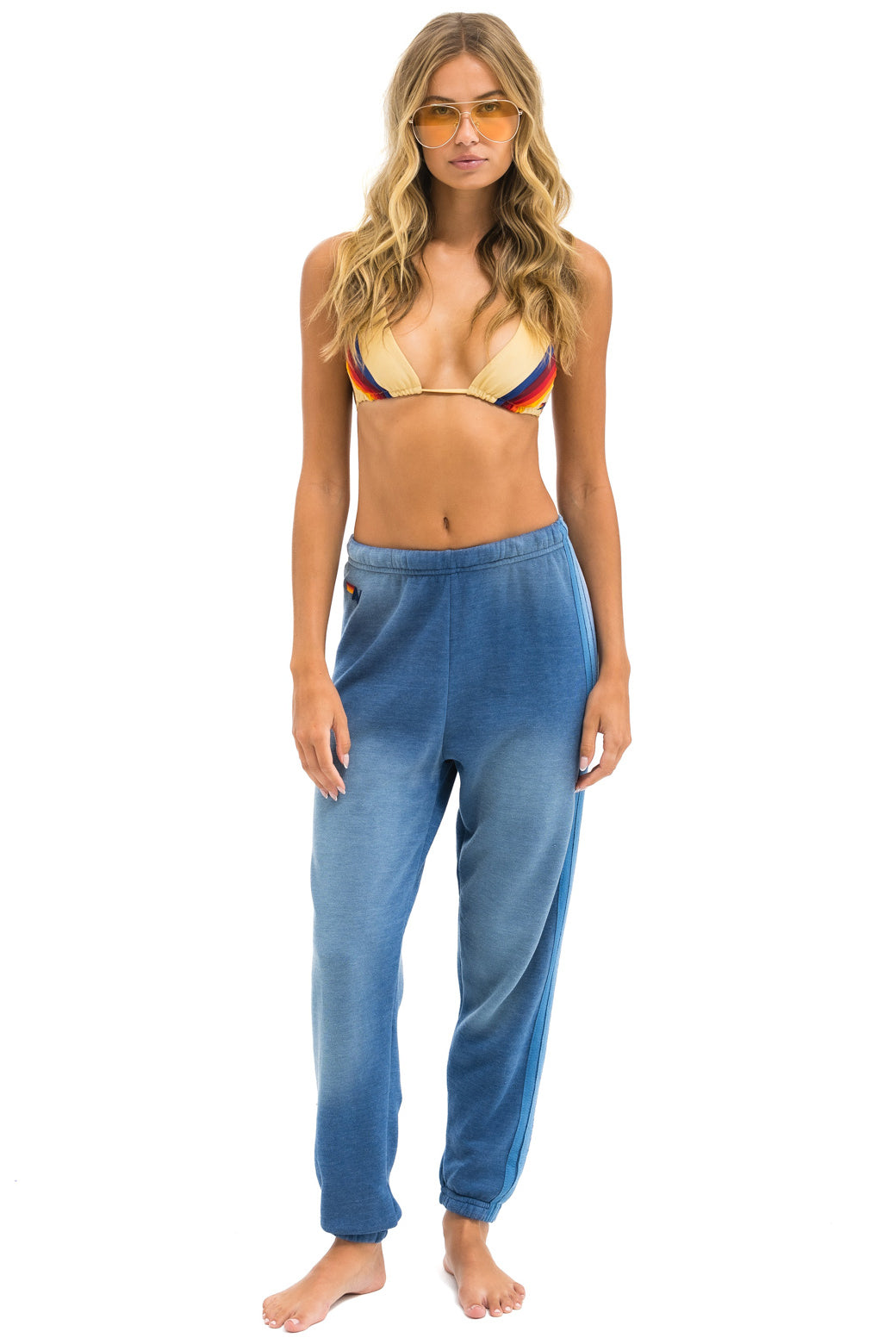 5 STRIPE SWEATPANTS FADED WATER Aviator Nation