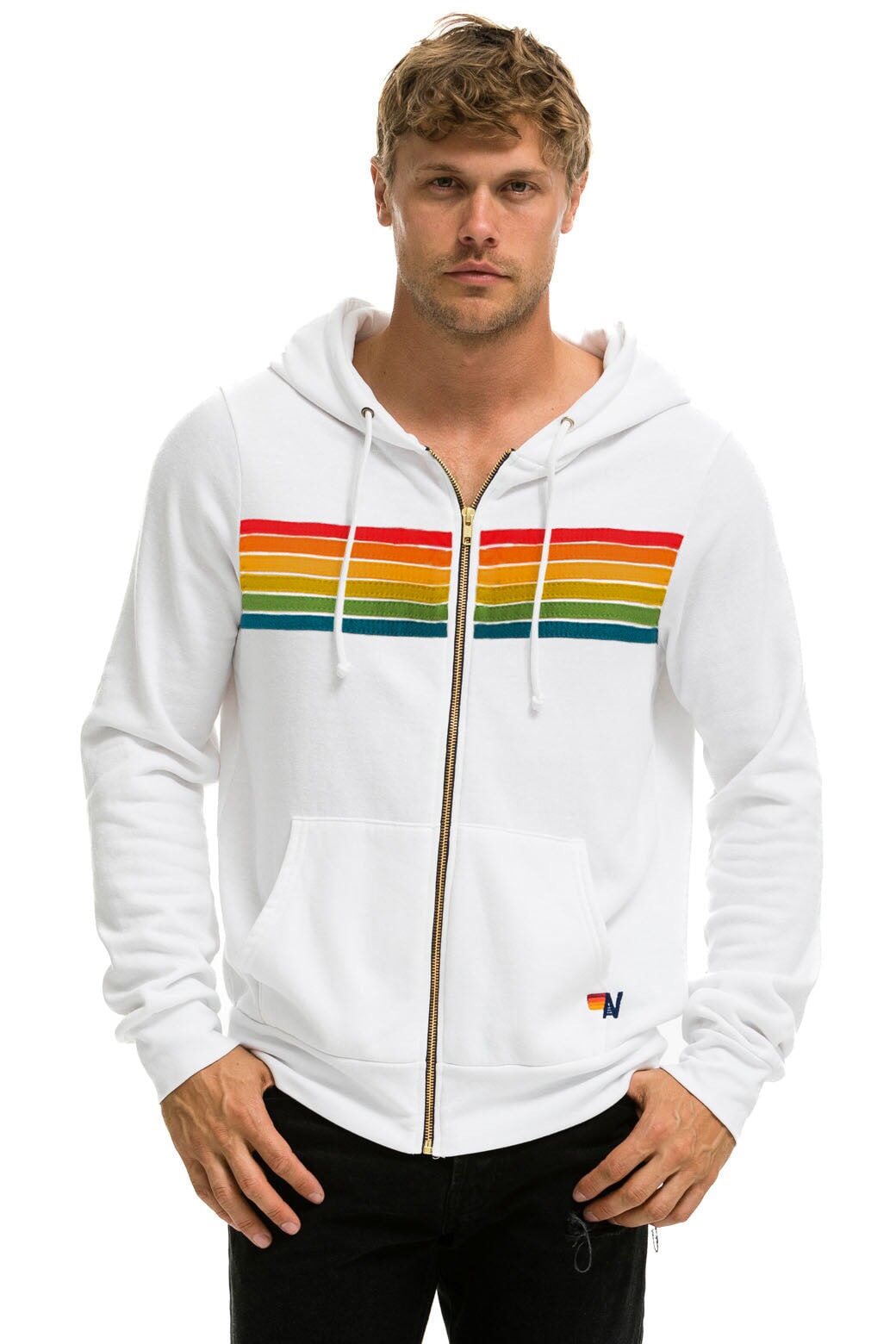 6 STRIPE HOODIE - WHITE // SERAPE Hoodie Aviator Nation 