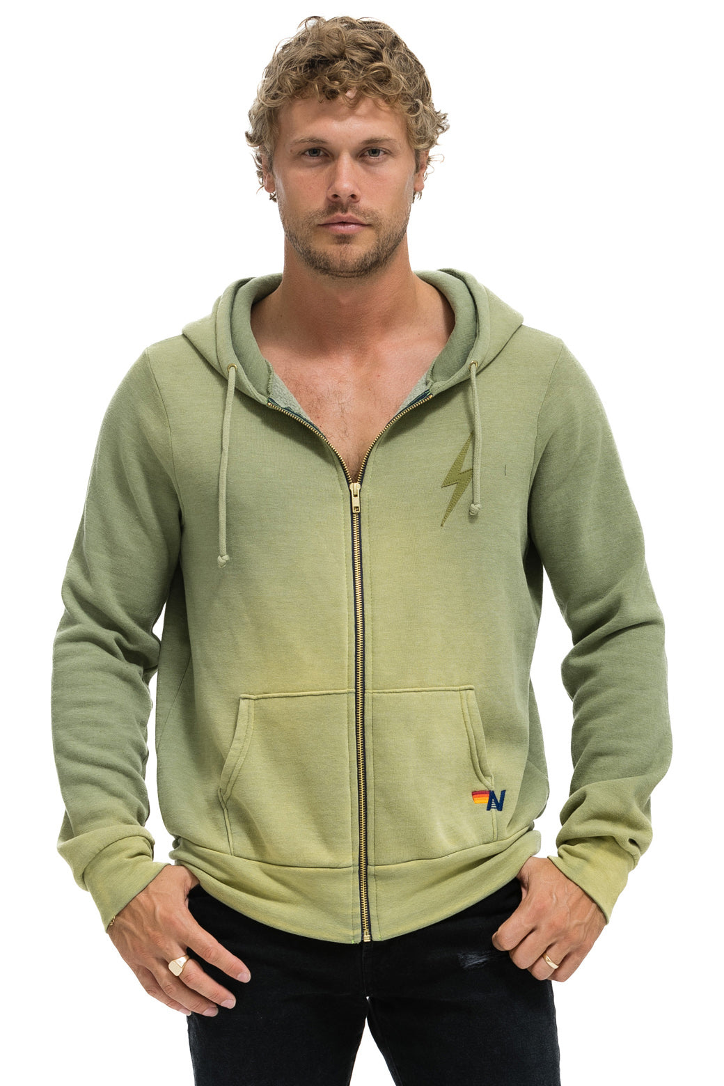 BOLT STITCH 2 ZIP HOODIE - FADED ARMY