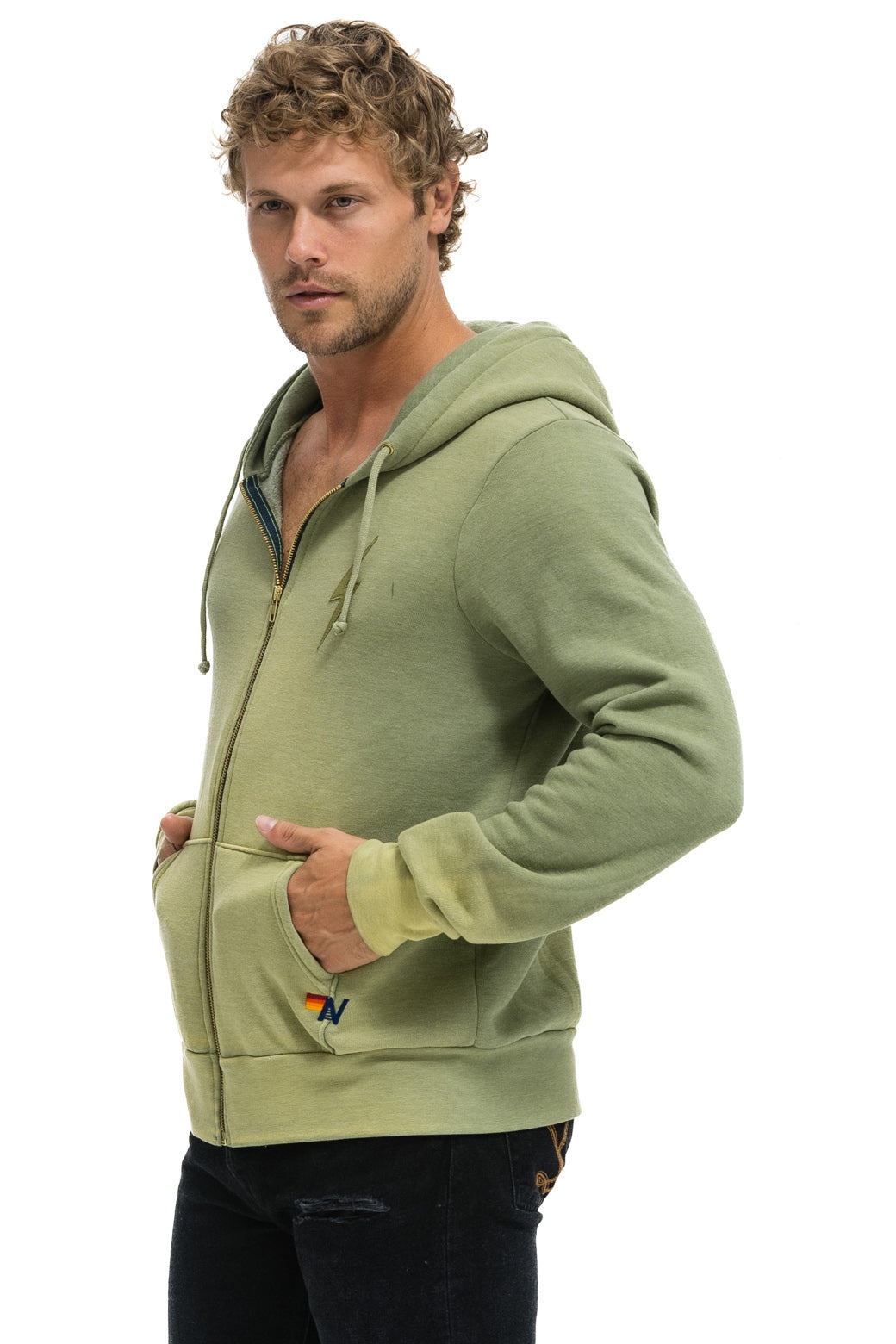 BOLT STITCH 2 ZIP HOODIE - FADED ARMY