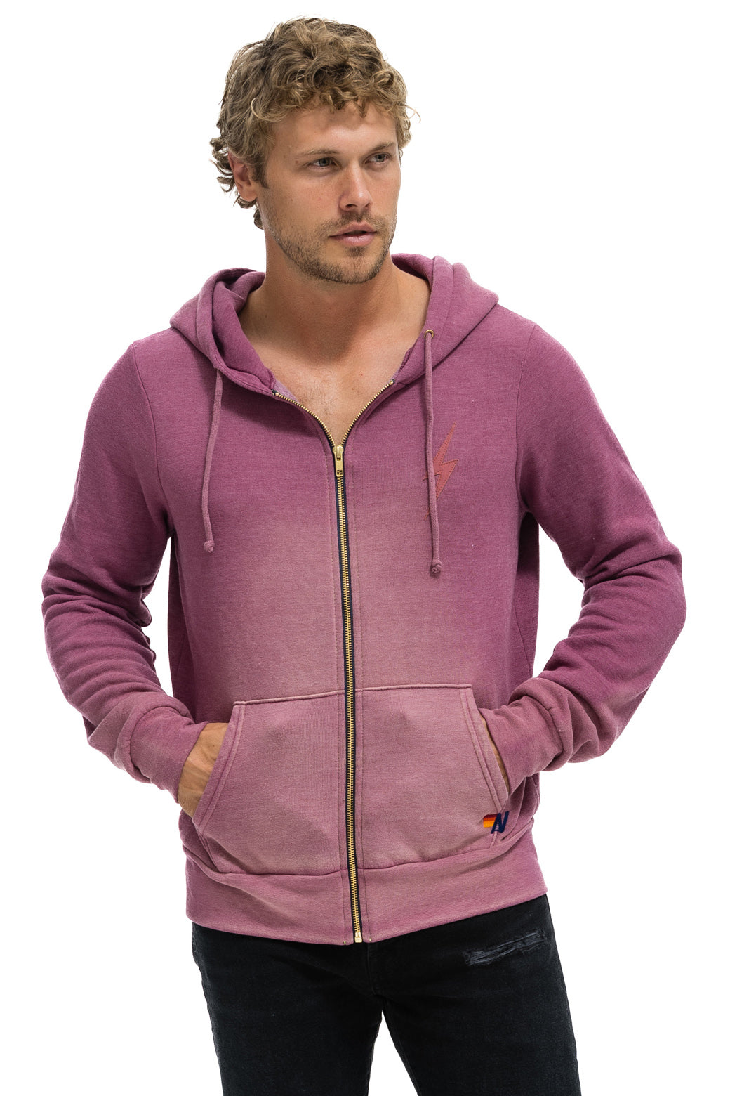 AVIATOR online NATION Bolt Stitch Zip Hoodie In Rose