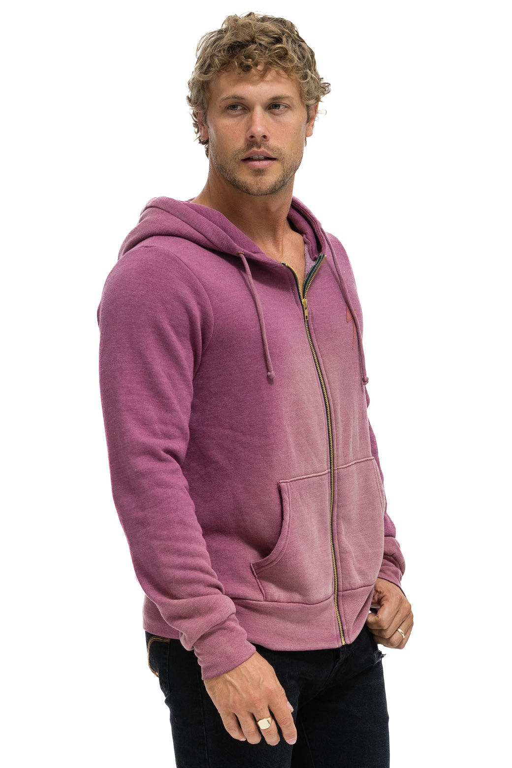 BOLT STITCH 2 ZIP HOODIE - FADED BERRY