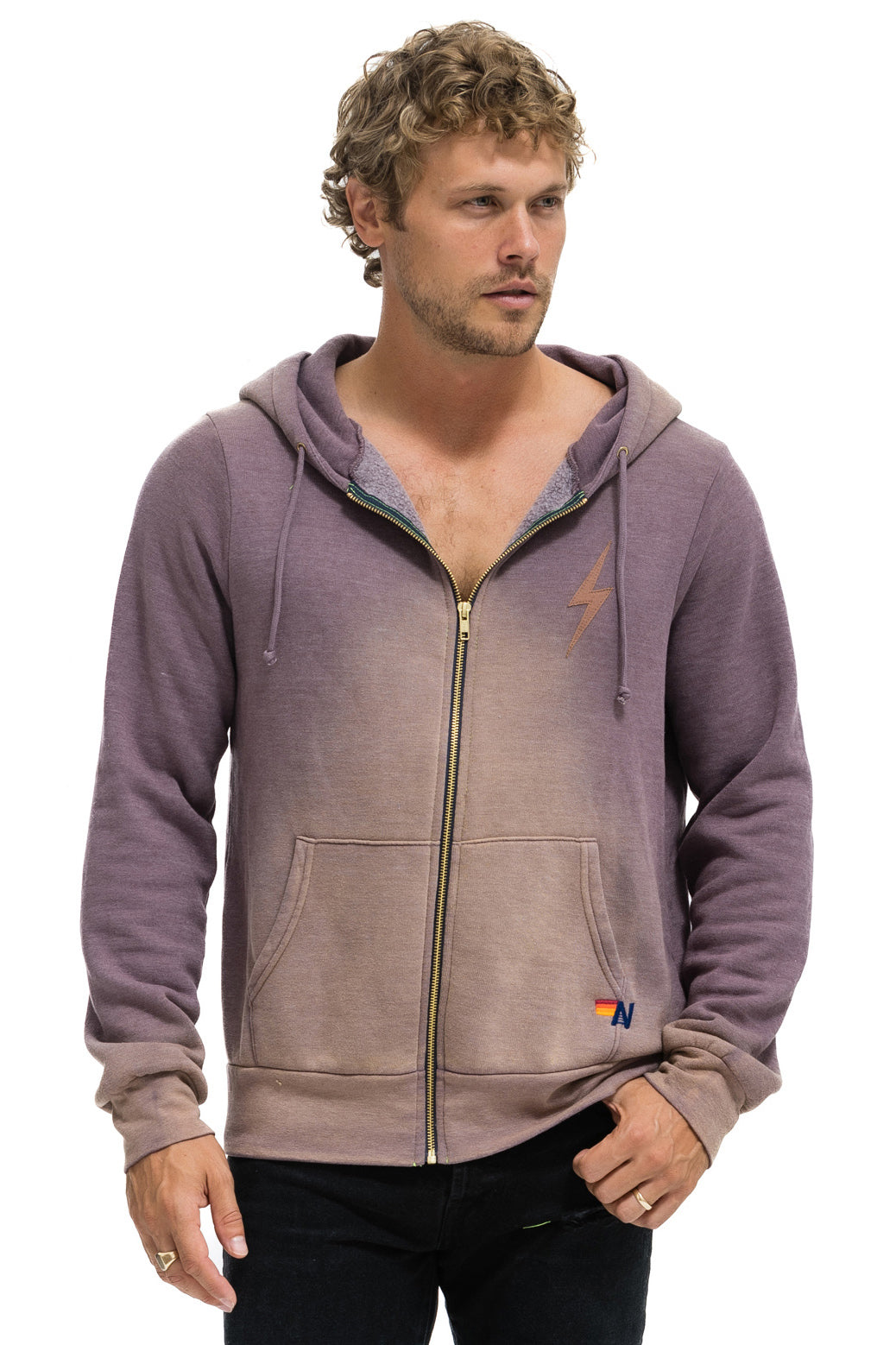 BOLT STITCH 2 ZIP HOODIE - FADED MOCHA