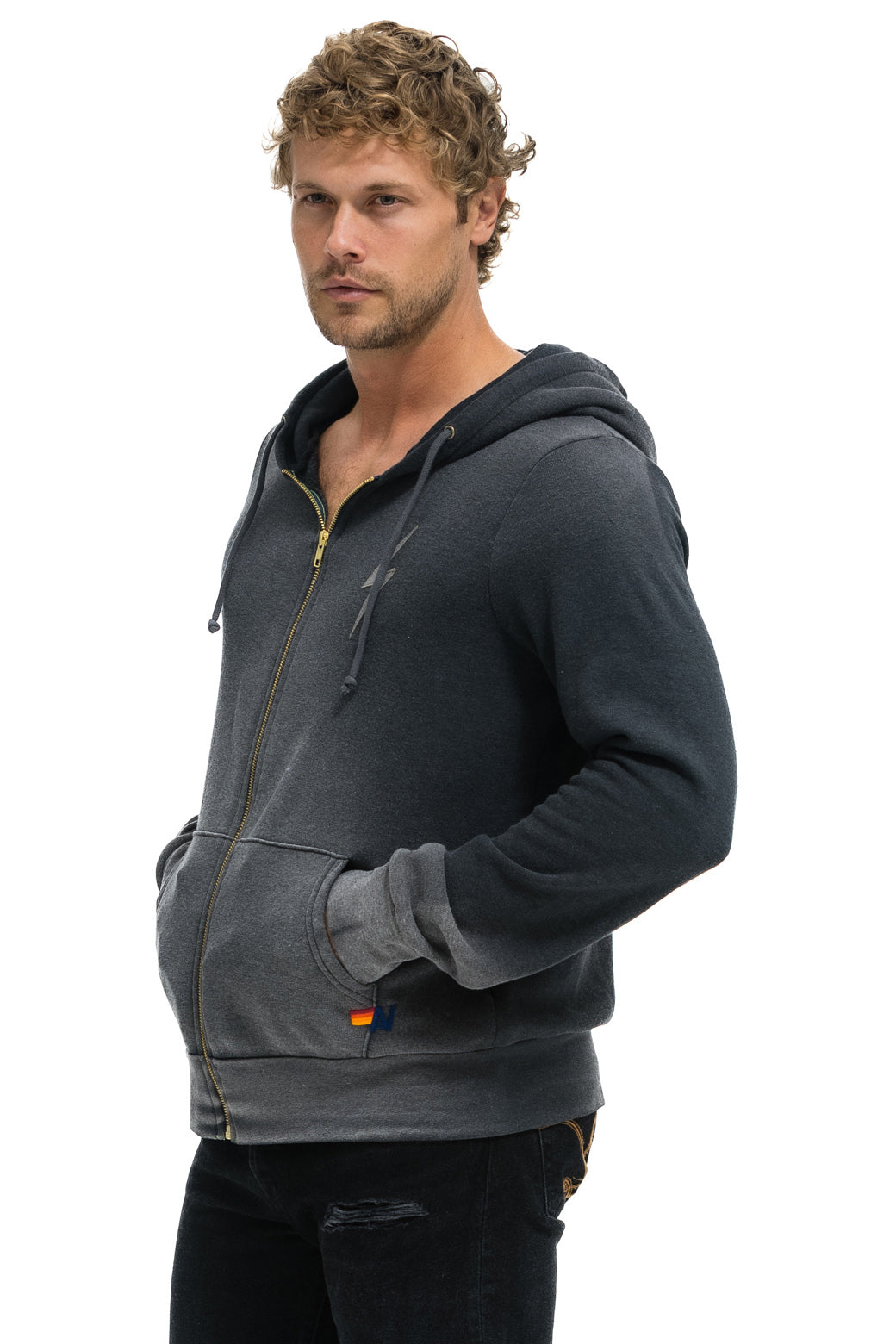 BOLT STITCH 2 ZIP HOODIE - FADED SMOKE