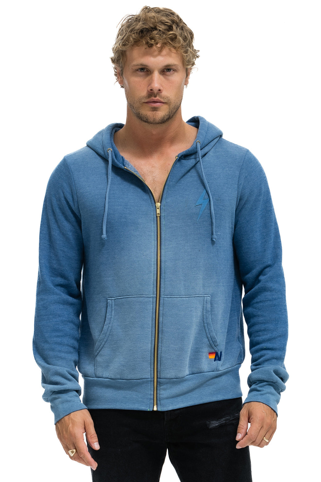 BOLT STITCH 2 ZIP HOODIE - FADED WATER