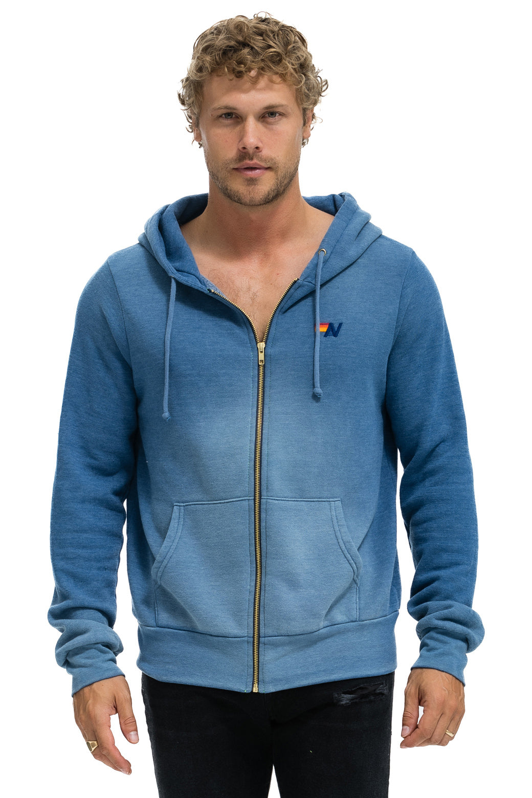 ESSENTIAL ZIP HOODIE - FADED WATER