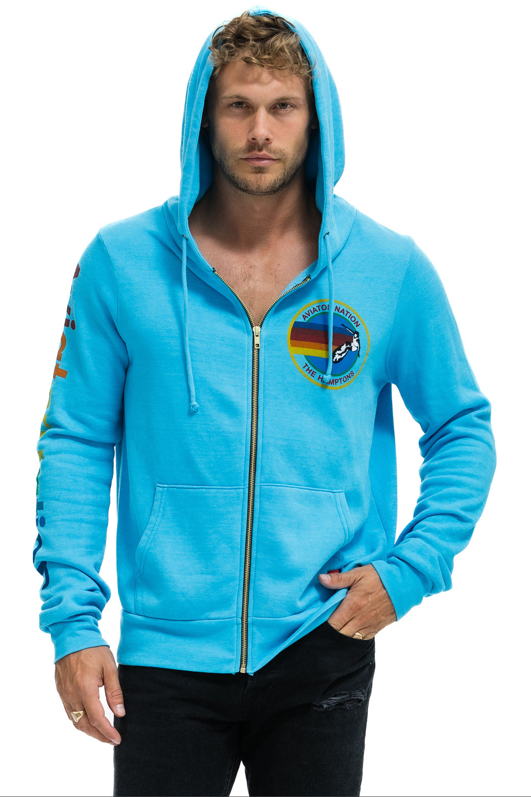 AVIATOR NATION HAMPTONS HOODIE - NEON BLUE