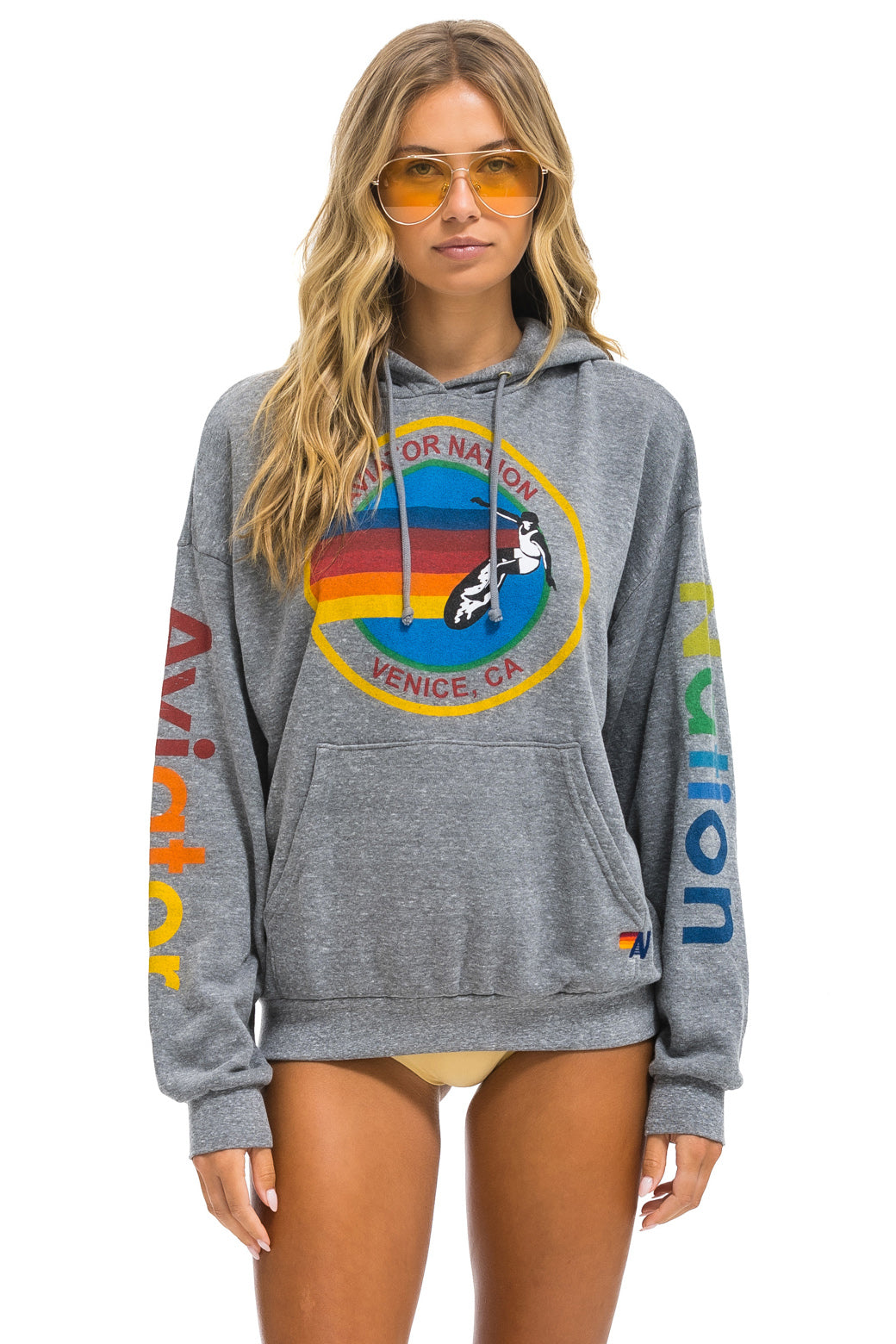 AVIATOR NATION RELAXED PULLOVER HOODIE HEATHER GREY Aviator Nation