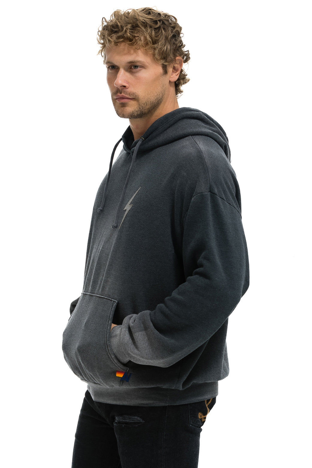 BOLT STITCH 2  RELAXED PULLOVER HOODIE - FADED SMOKE