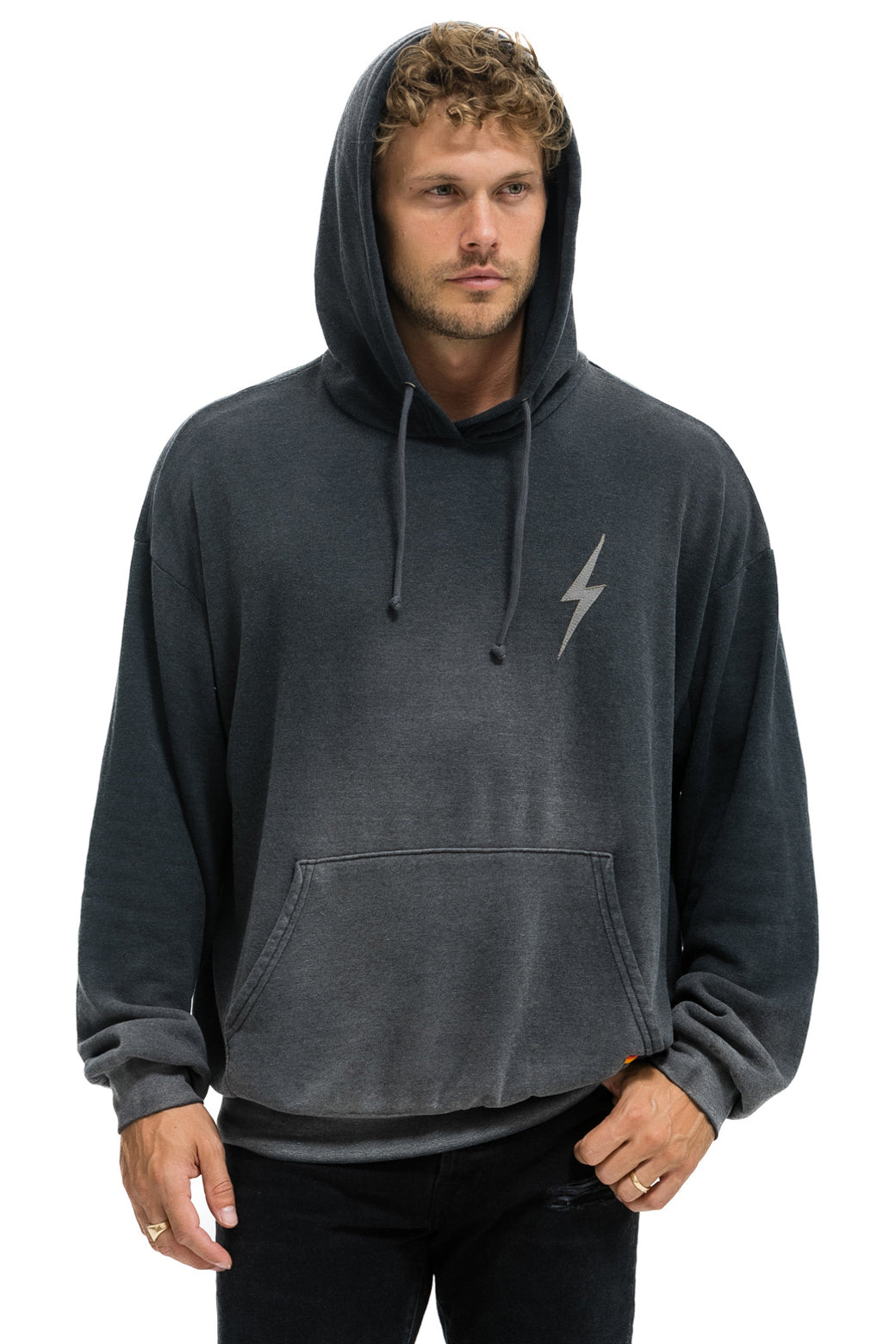 BOLT STITCH 2  RELAXED PULLOVER HOODIE - FADED SMOKE