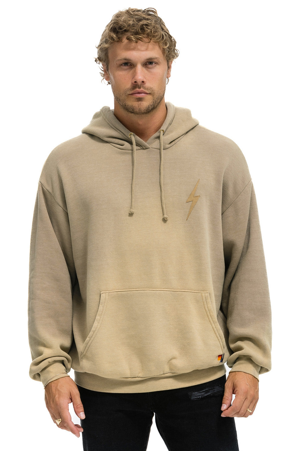 Aviator Nation BOLT top STITCH RELAXED PULLOVER HOODIE W POCKET ZIPPERS