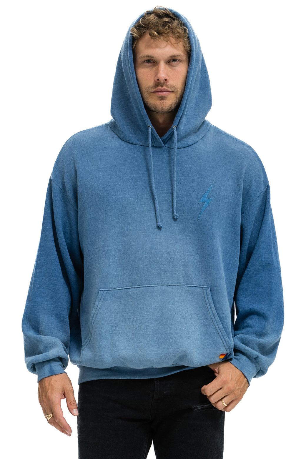 BOLT STITCH 2  RELAXED PULLOVER HOODIE - FADED WATER