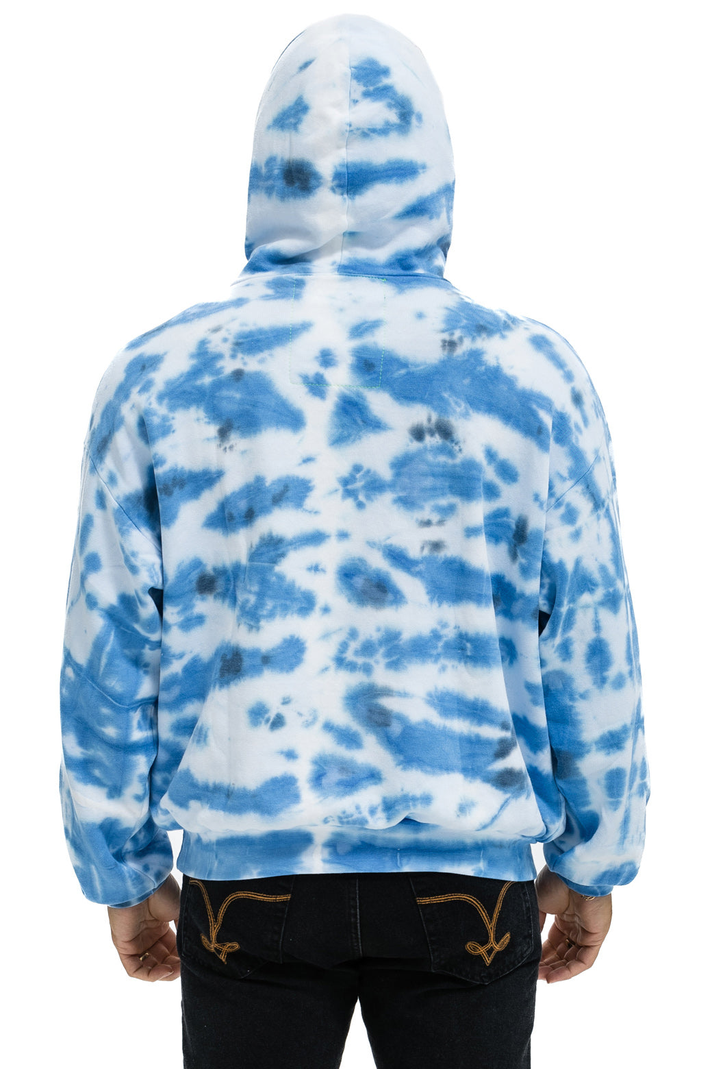 HAND DYED PULLOVER HOODIE RELAXED - TIE DYE BLUE