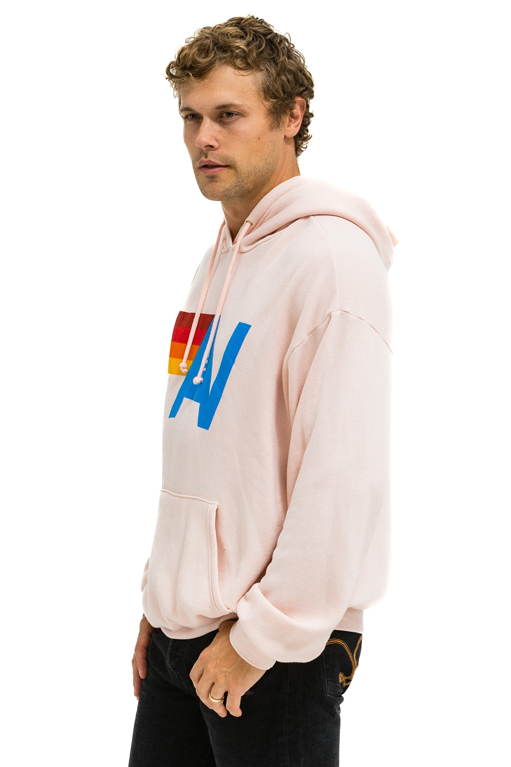 LOGO PULLOVER RELAXED HOODIE - LIGHT PINK