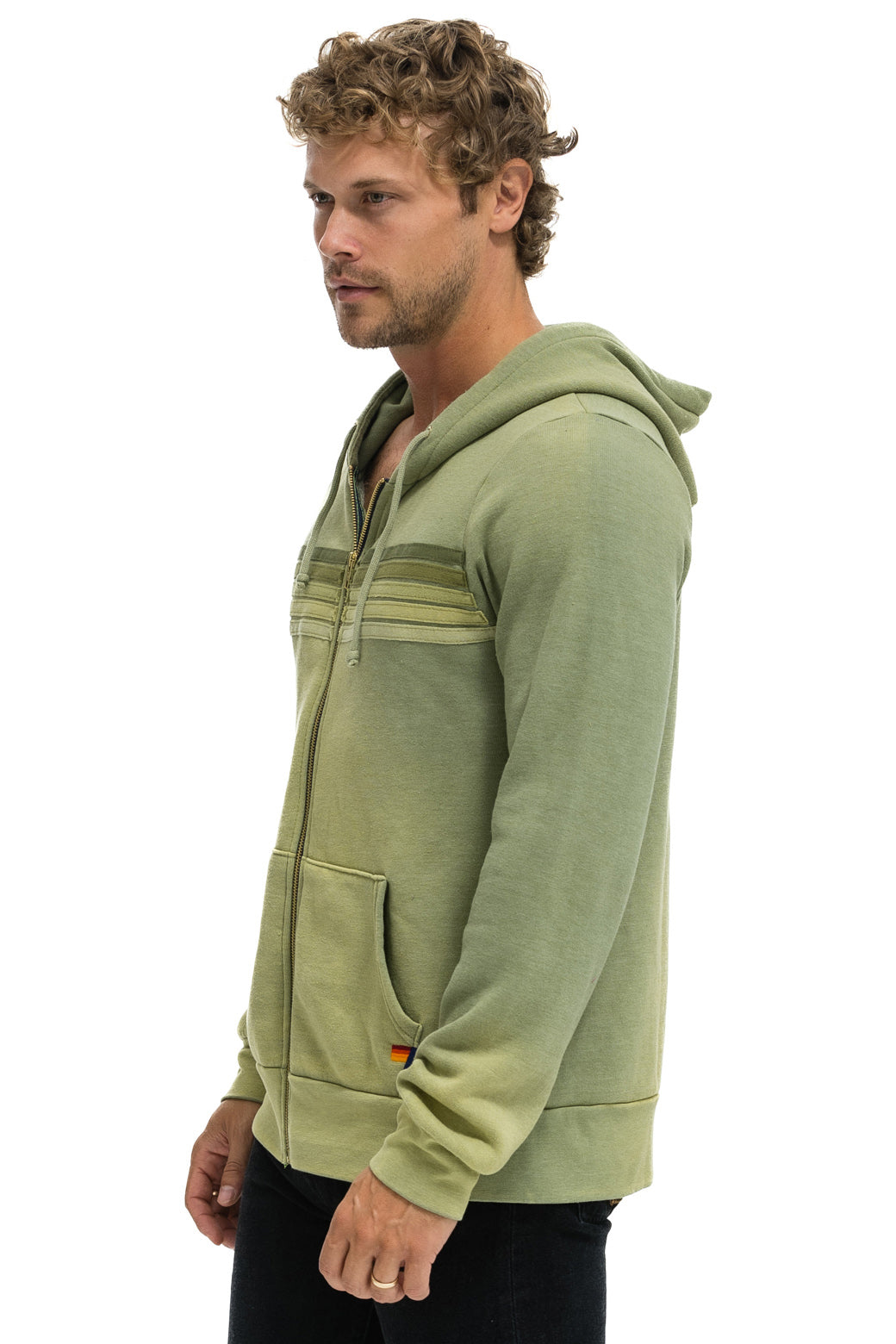 5 STRIPE HOODIE - FADED ARMY