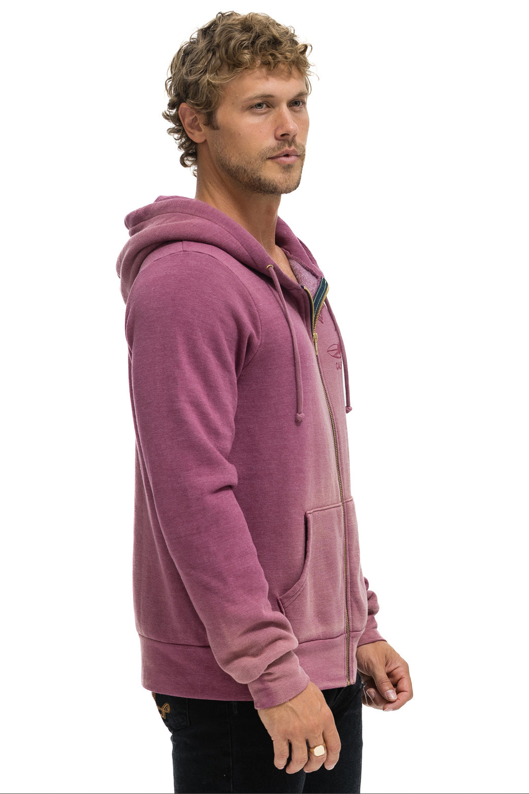 VENICE SURFER ZIP HOODIE - FADED BERRY