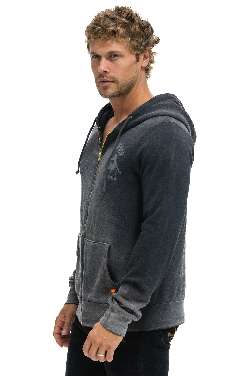 VENICE SURFER ZIP HOODIE - FADED SMOKE