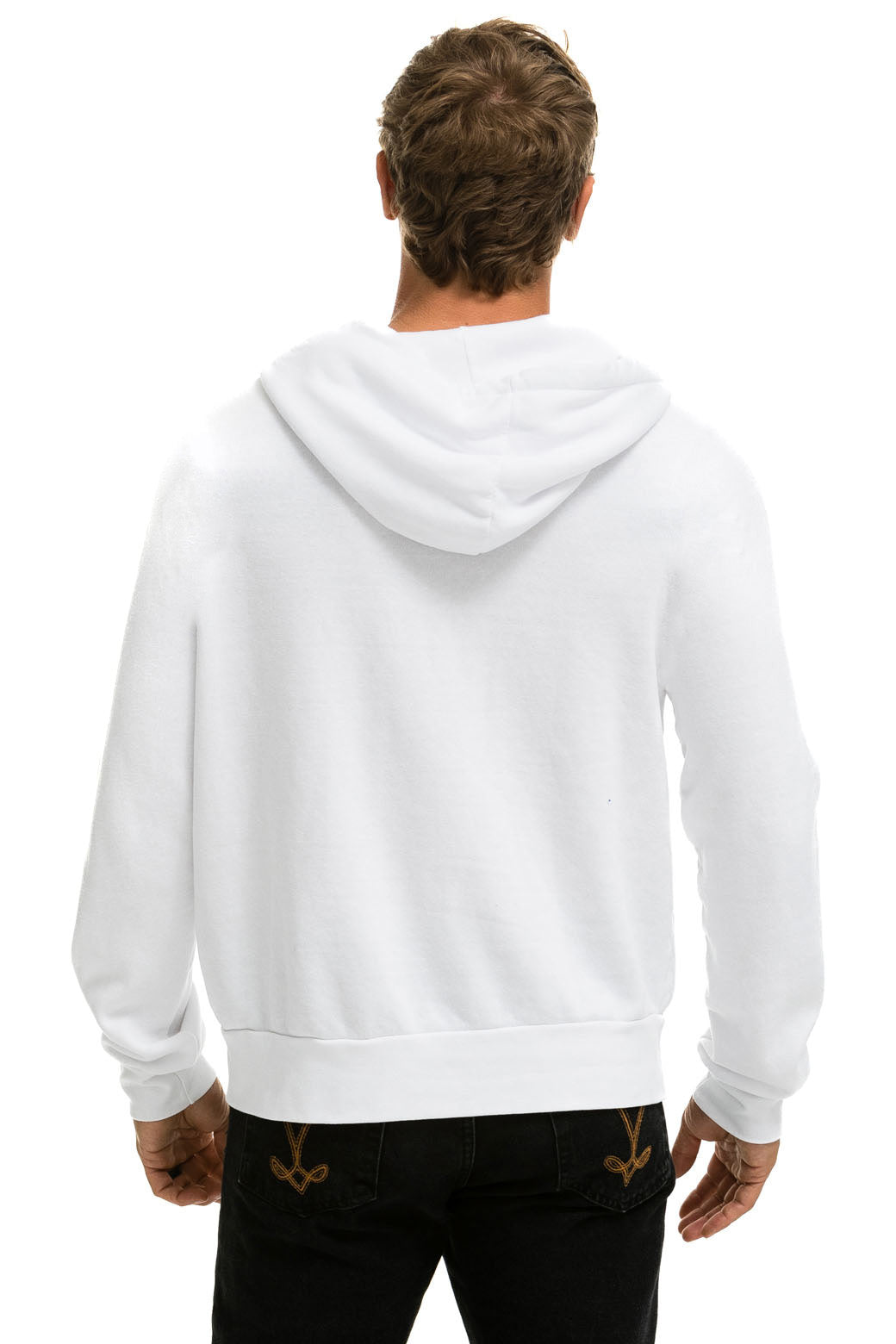 RAINBOW HEART STITCH ZIP HOODIE W POCKETS WHITE Aviator Nation