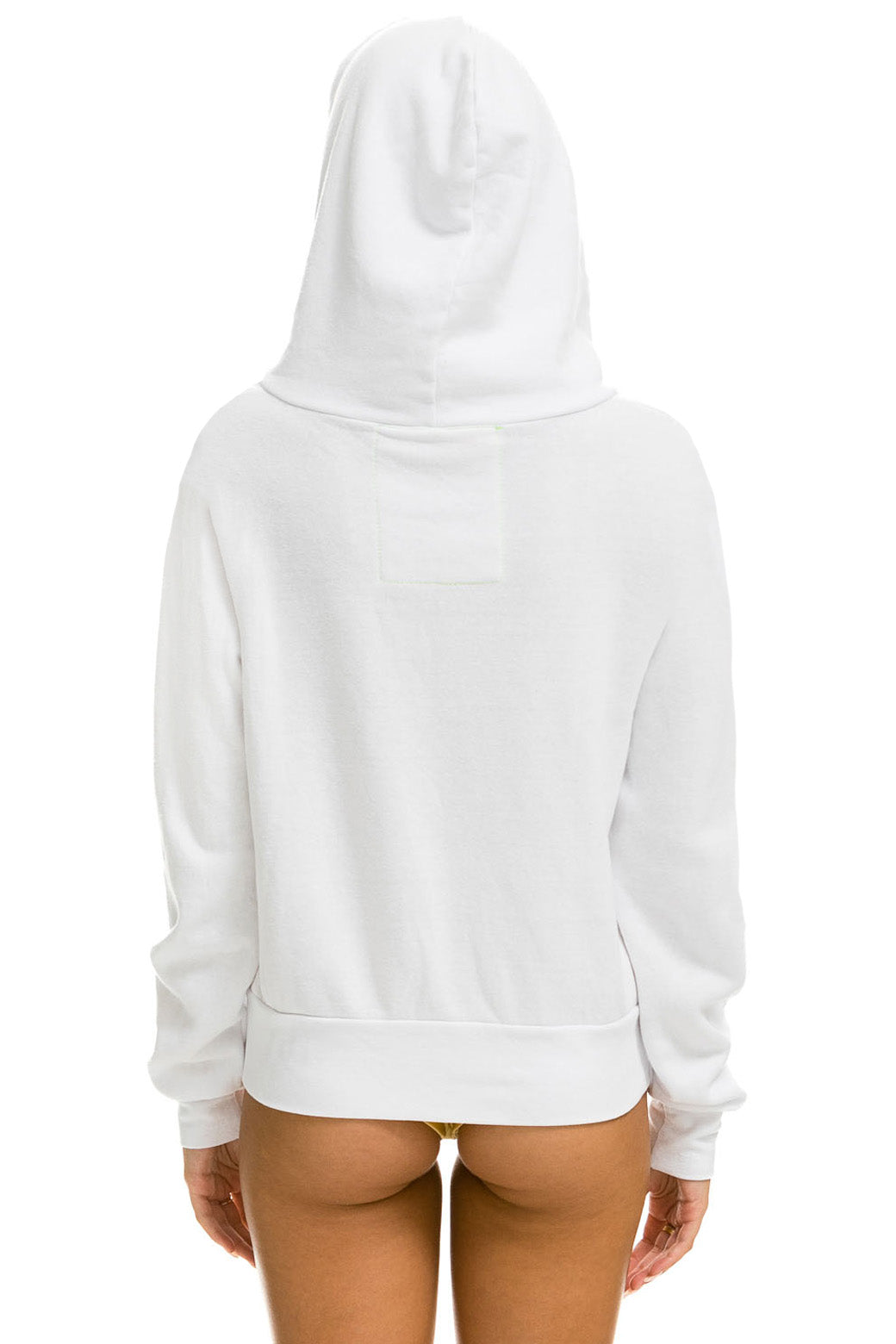 RAINBOW HEART STITCH ZIP HOODIE W/ POCKETS - WHITE