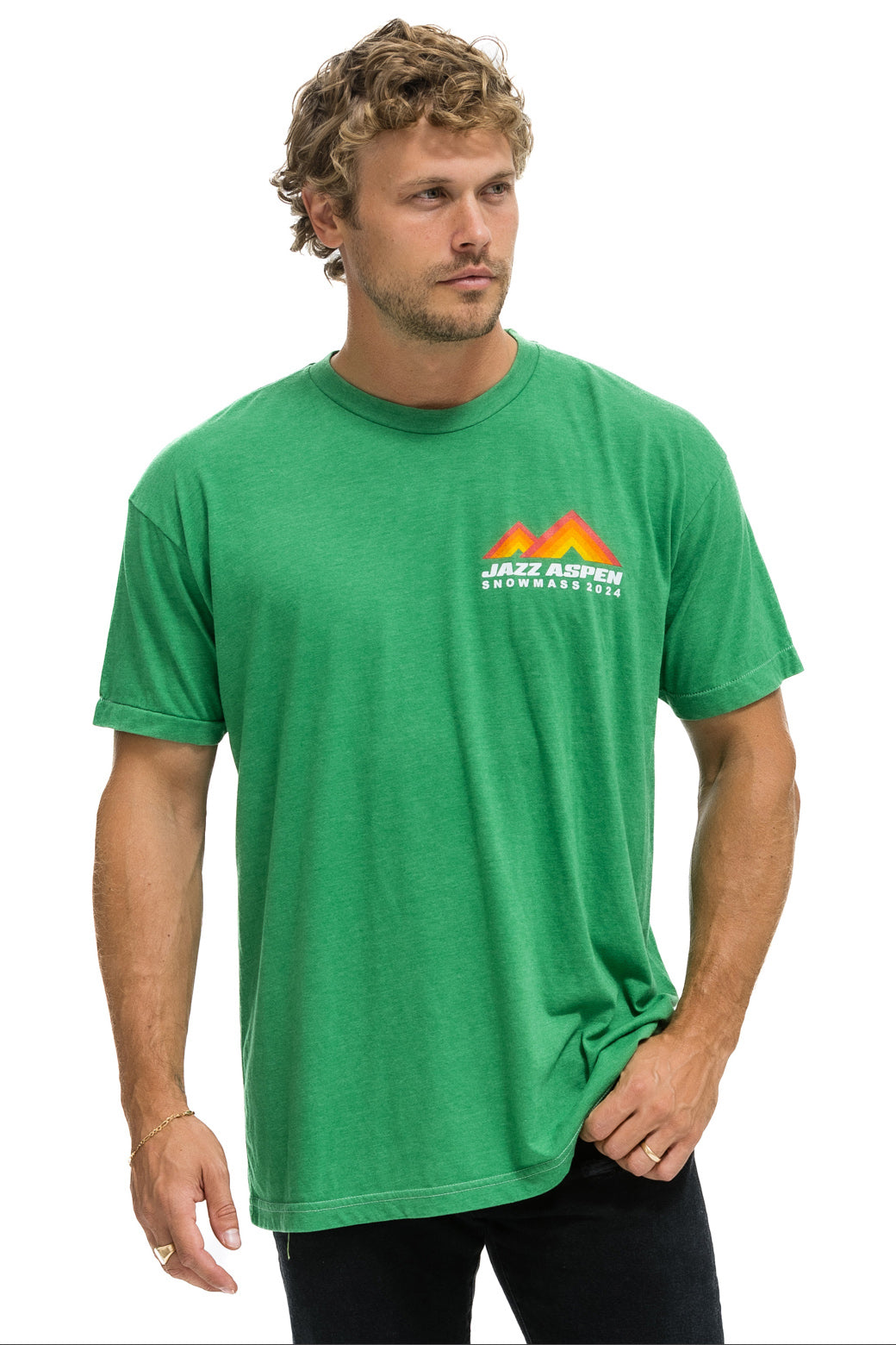 JAZZ ASPEN SNOWMASS 2024 CREW TEE SHIRT - KELLY GREEN