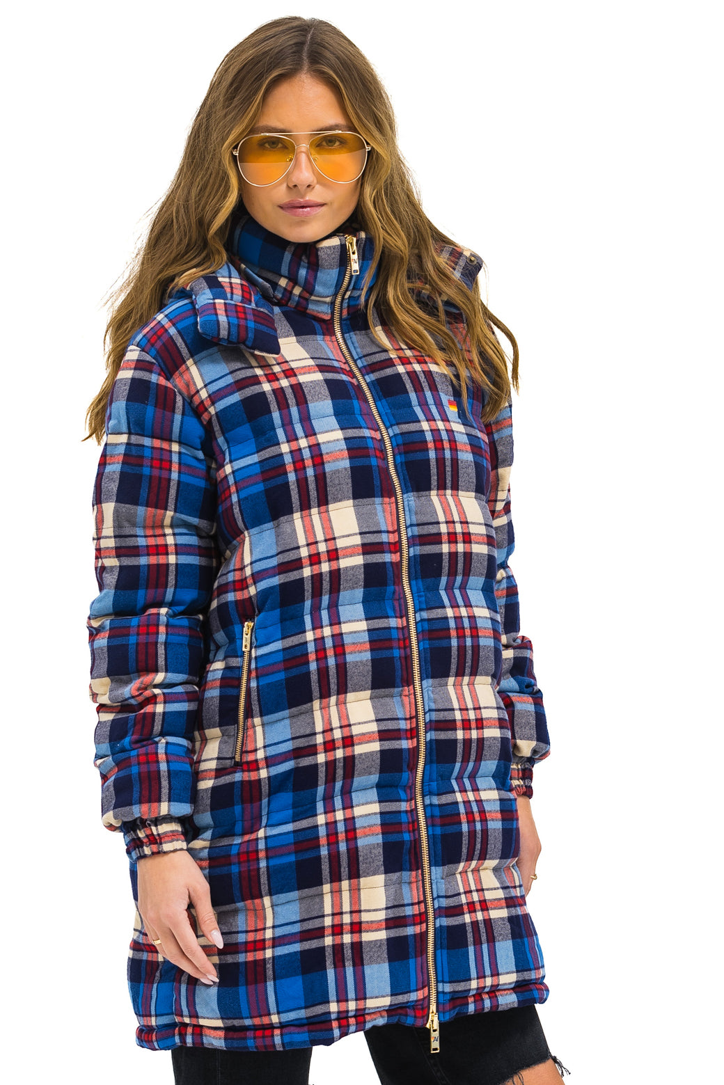 PLAID UNISEX LONG TREKKER JACKET - PATRIOT PLAID