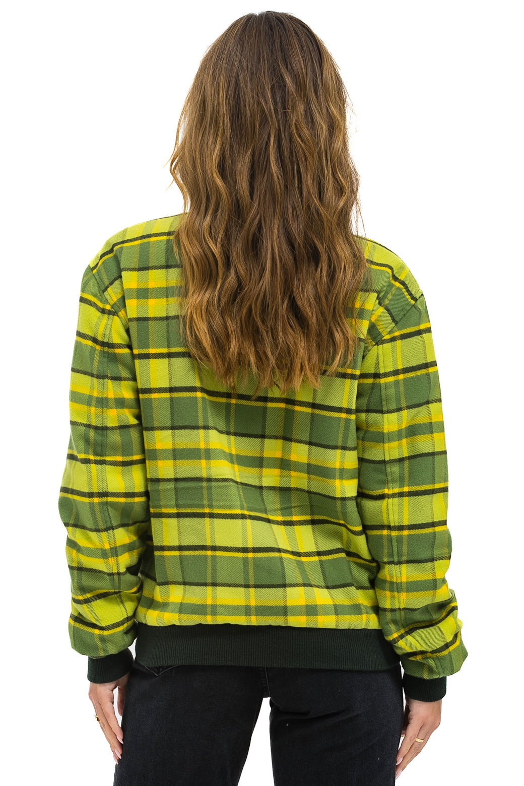 PLAID UNISEX VARSITY JACKET - AVOCADO PLAID