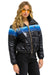 5 STRIPE LUXE APRES PUFFER JACKET - GLOSSY BLACK // BLUE STRIPES