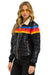 5 STRIPE RAINBOW SLEEVE  JACKET - GLOSSY BLACK