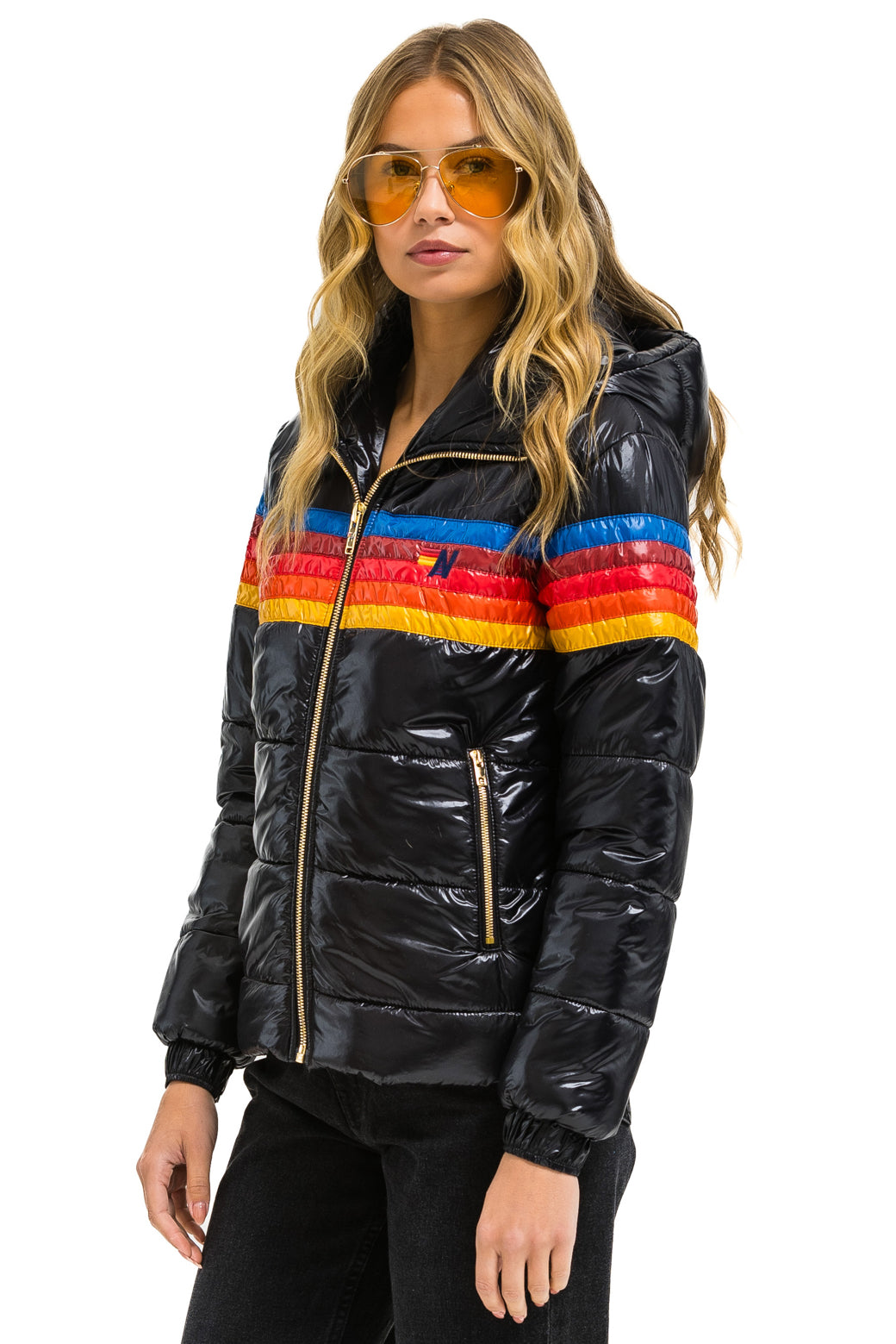 5 STRIPE LUXE TREKKER JACKET - GLOSSY BLACK