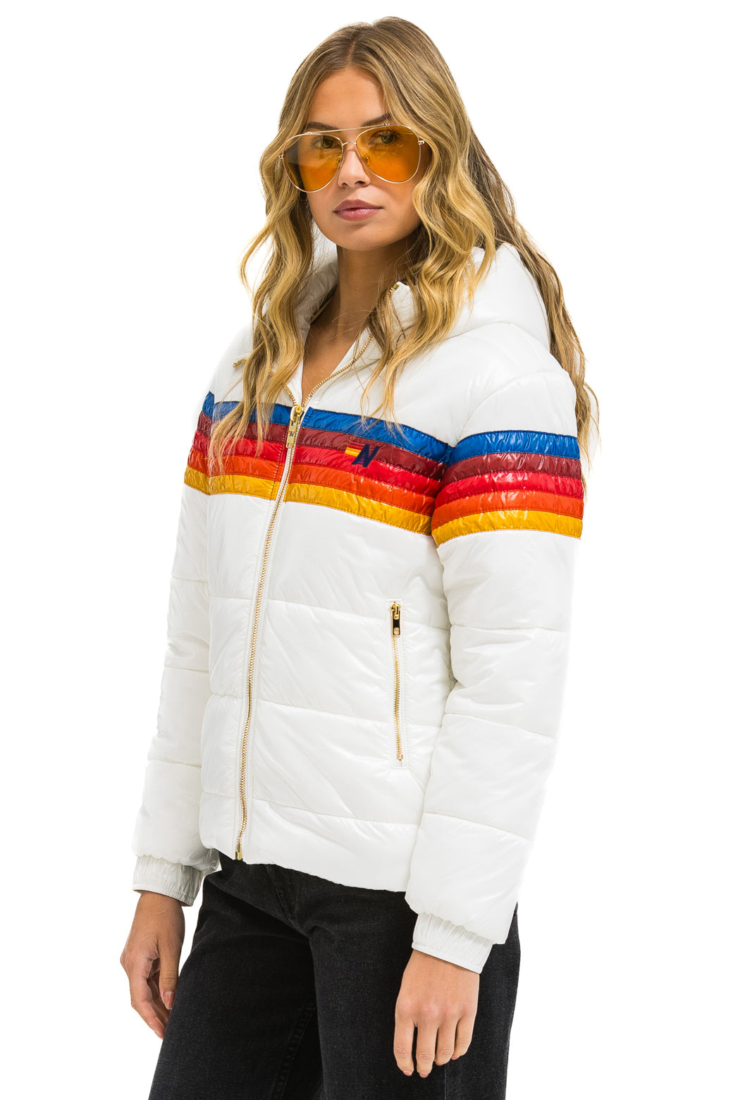 5 STRIPE LUXE TREKKER JACKET - GLOSSY WHITE