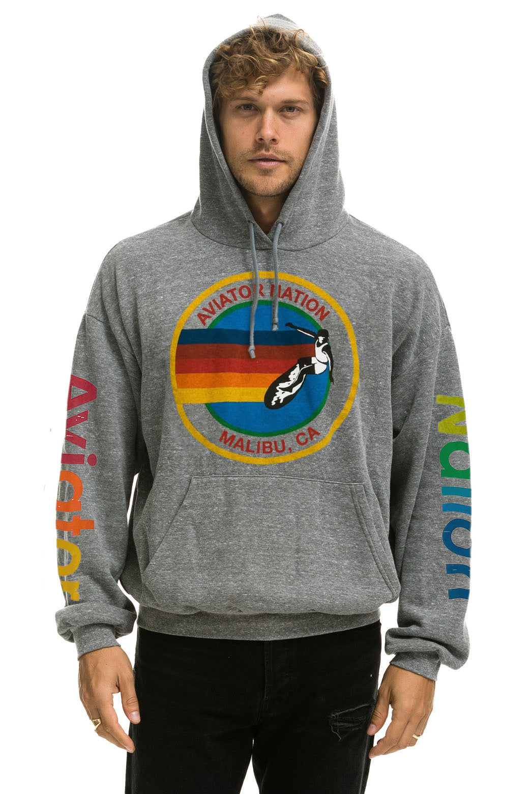 Aviator Nation Malibu California shops Surf Spellout Fleece Rayon Hoodie Large