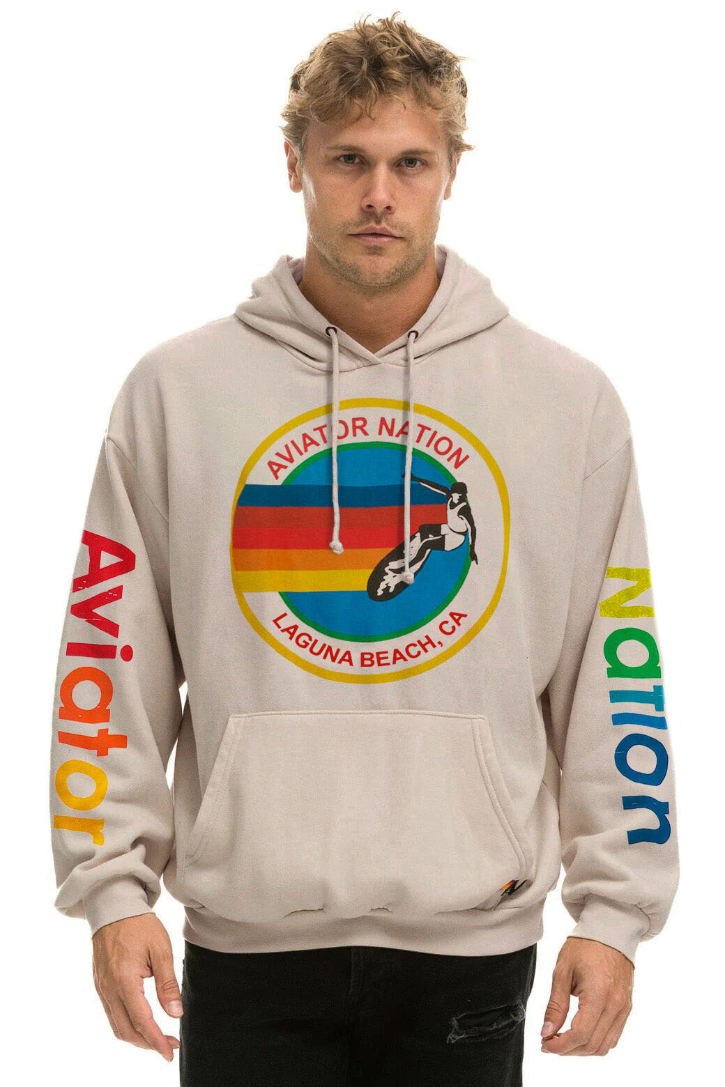 AVIATOR NATION LAGUNA BEACH RELAXED PULLOVER HOODIE - SAND